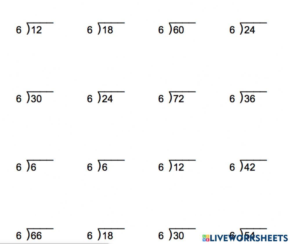 Divide by 6 Divide by 6