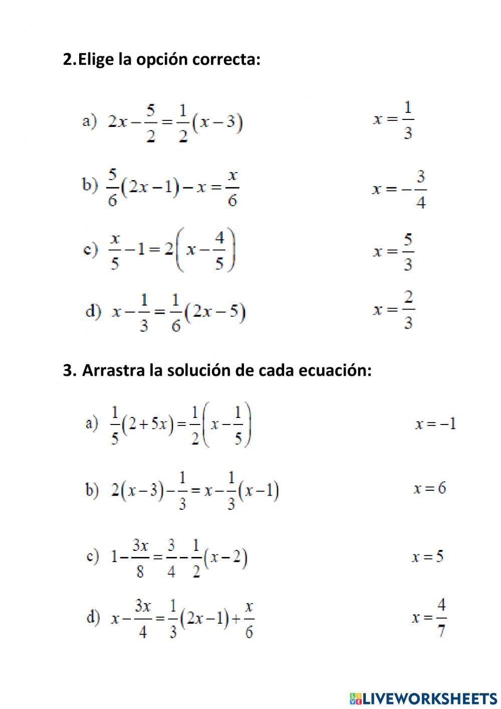 Ecuaciones de primer grado con denominadores