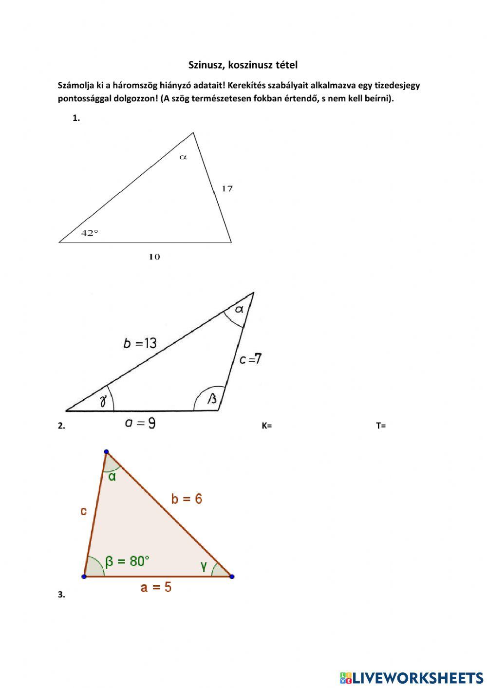 Háromszög oldalai és szögei