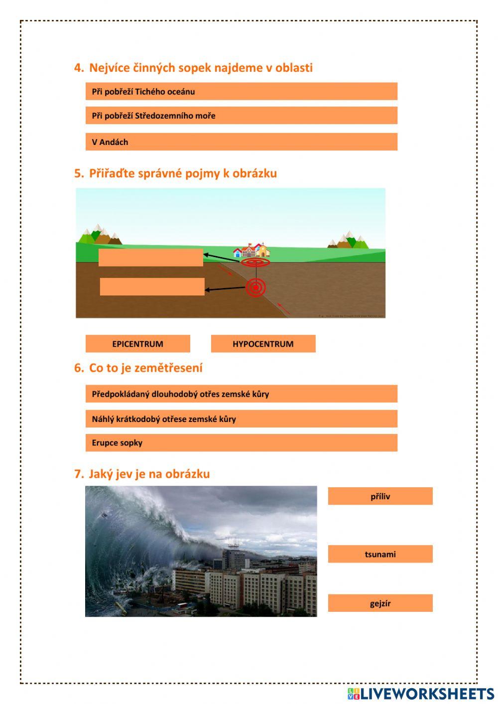 Sopečná činnost a zemětřesení