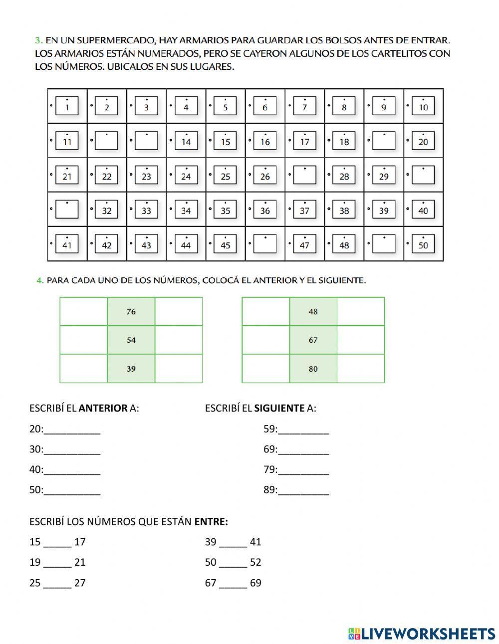 Anterior, siguiente, entre