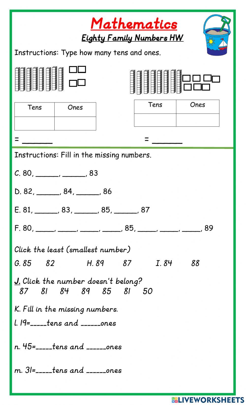 Eighty family numbers hw