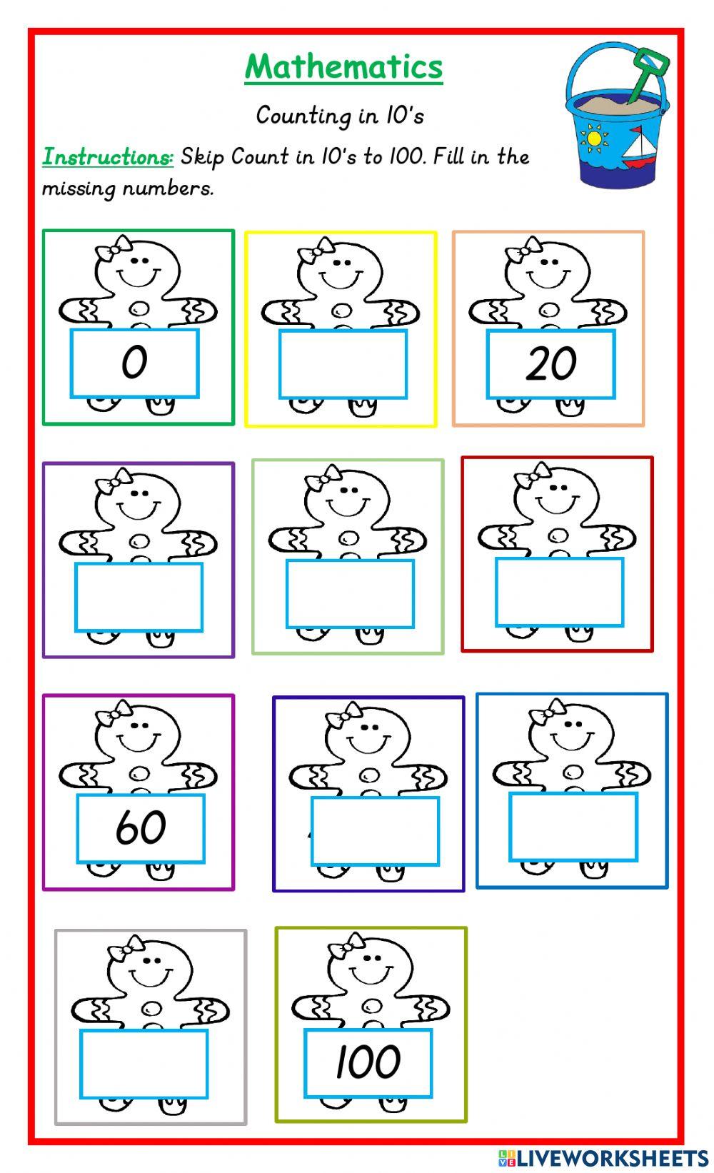 Skip counting in tens cw gingerbread