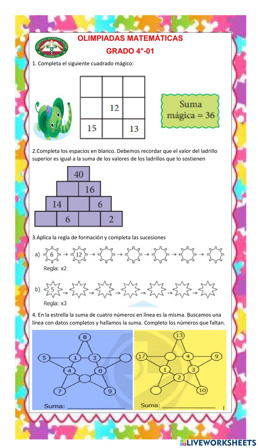 Olimpiadas matemáticas 4°