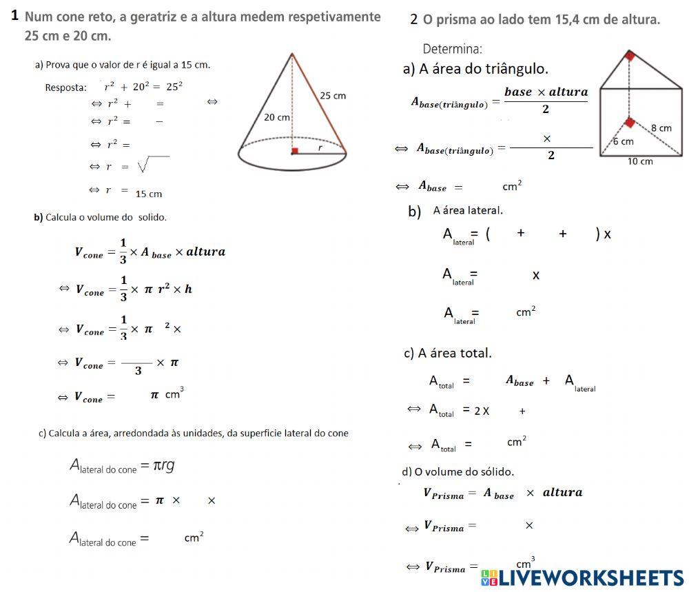 Áreas e volumes sólidos