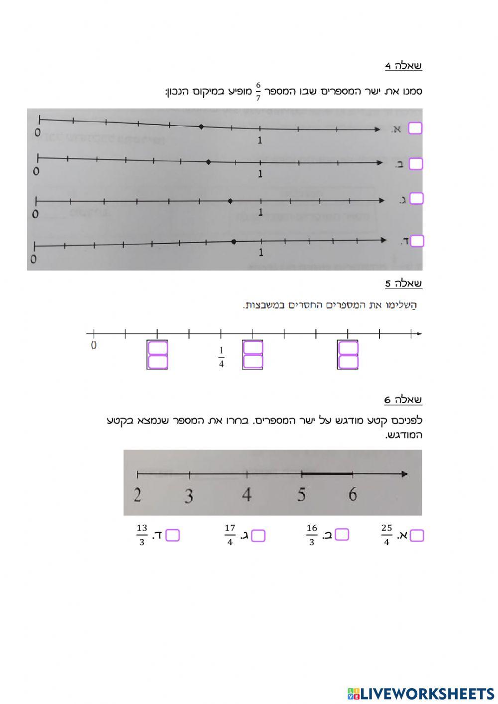 שברים על ישר המספרים