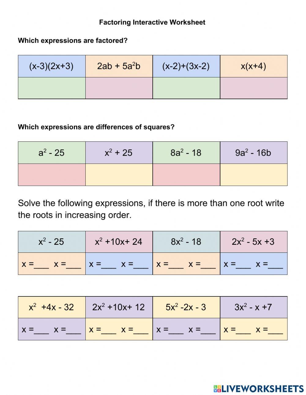 Factoring quadratics