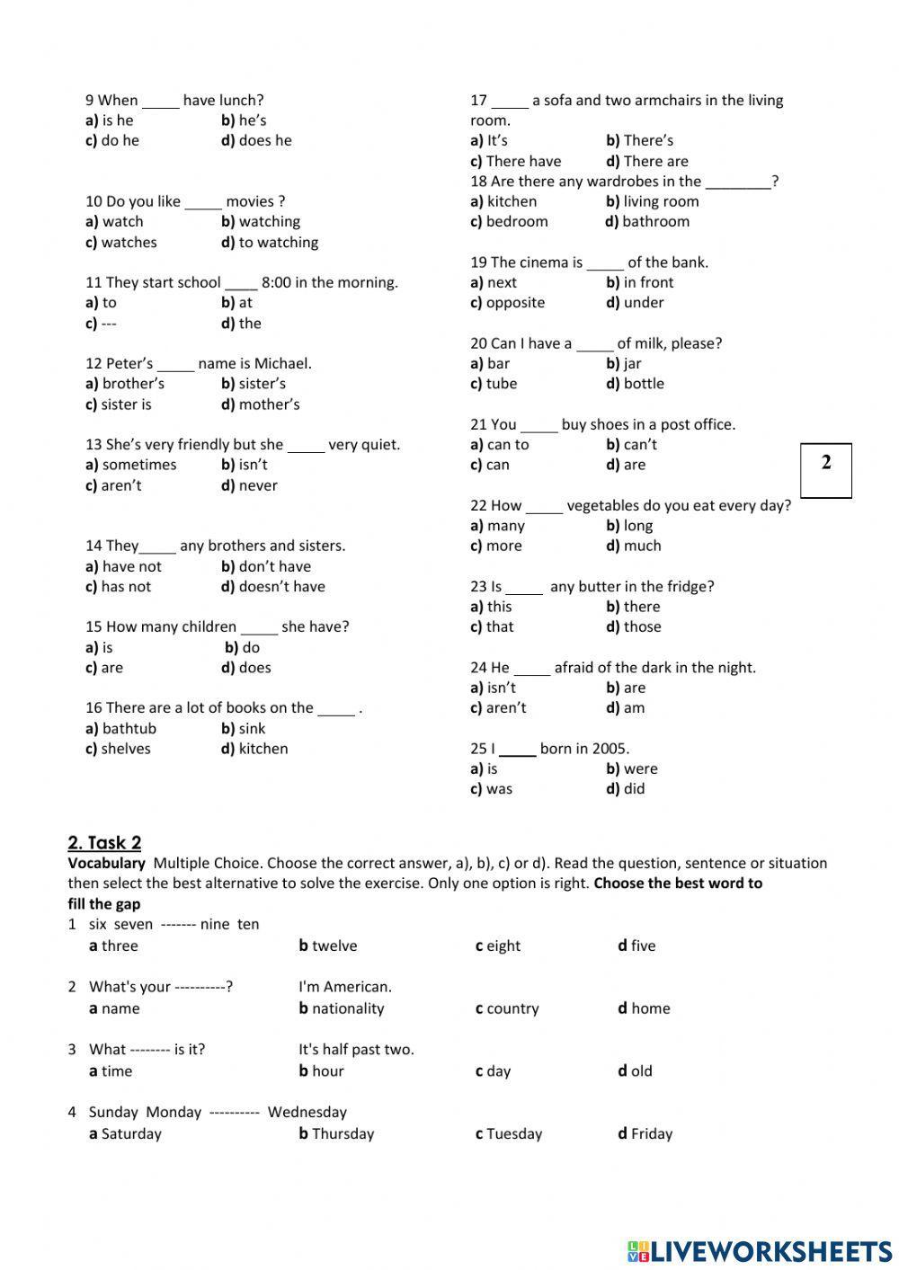 Teacher Danny - Diagnostic Test Seventh
