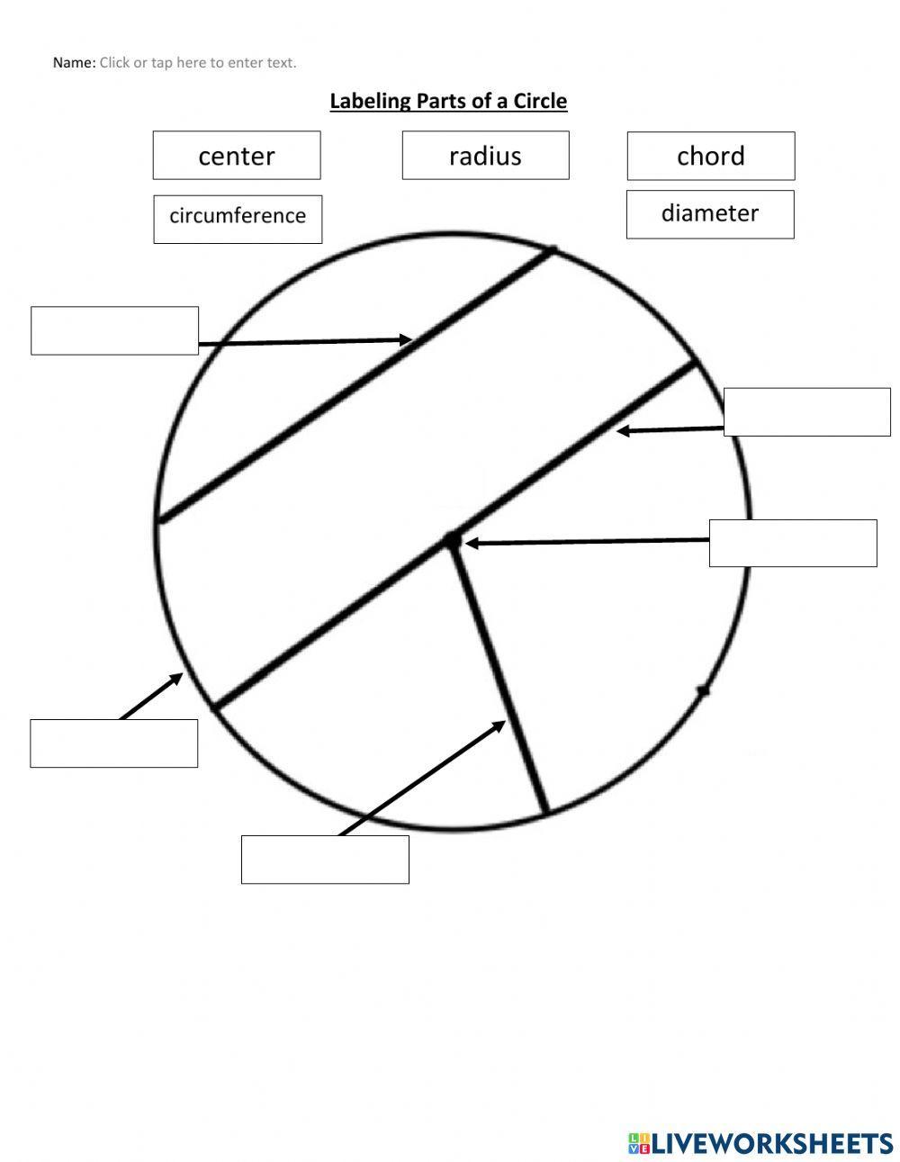 Labeling the Parts of a Circle worksheet | Live Worksheets Labeling the Parts of a Circle worksheet | Live Worksheets