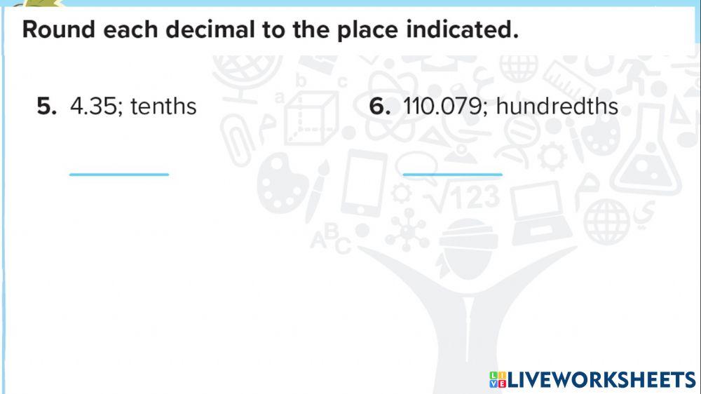 Rounding Decimals worksheet for 4 | Live Worksheets