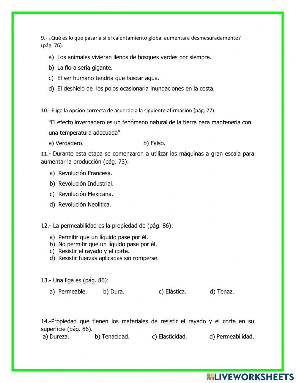 Repaso Ciencias Naturales segundo trimestre sexto grado