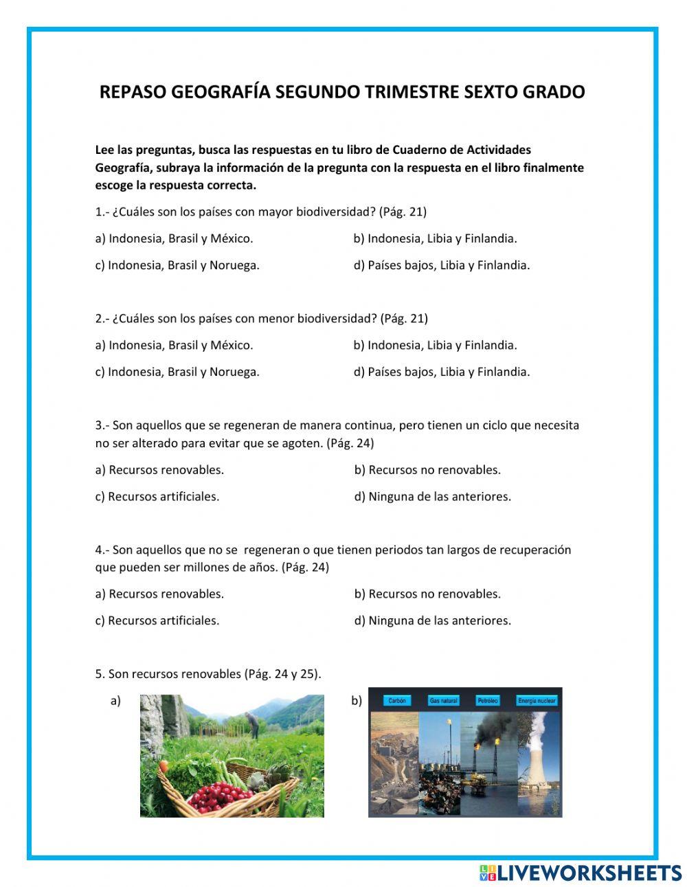 Repaso geografía segundo trimestre sexto grado 2822