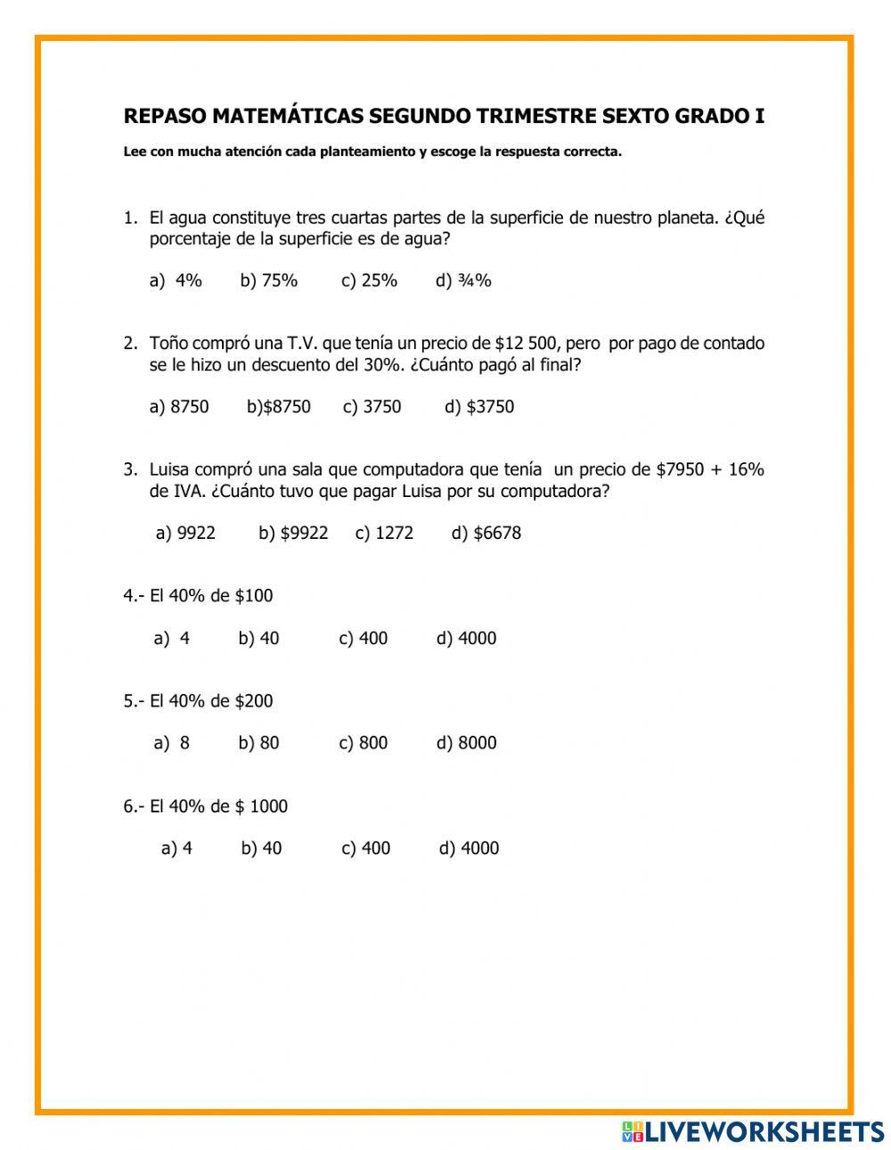 Primer repaso matematicas