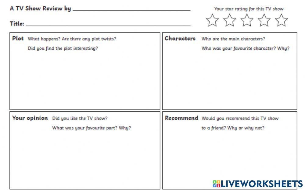 Film review template worksheet Live Worksheets