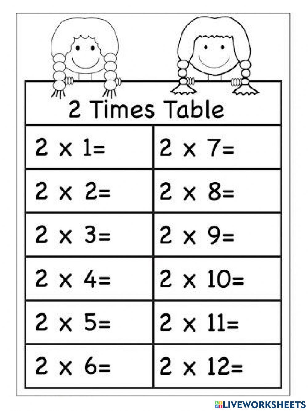 multiply by 2 online exercise for Live Worksheets