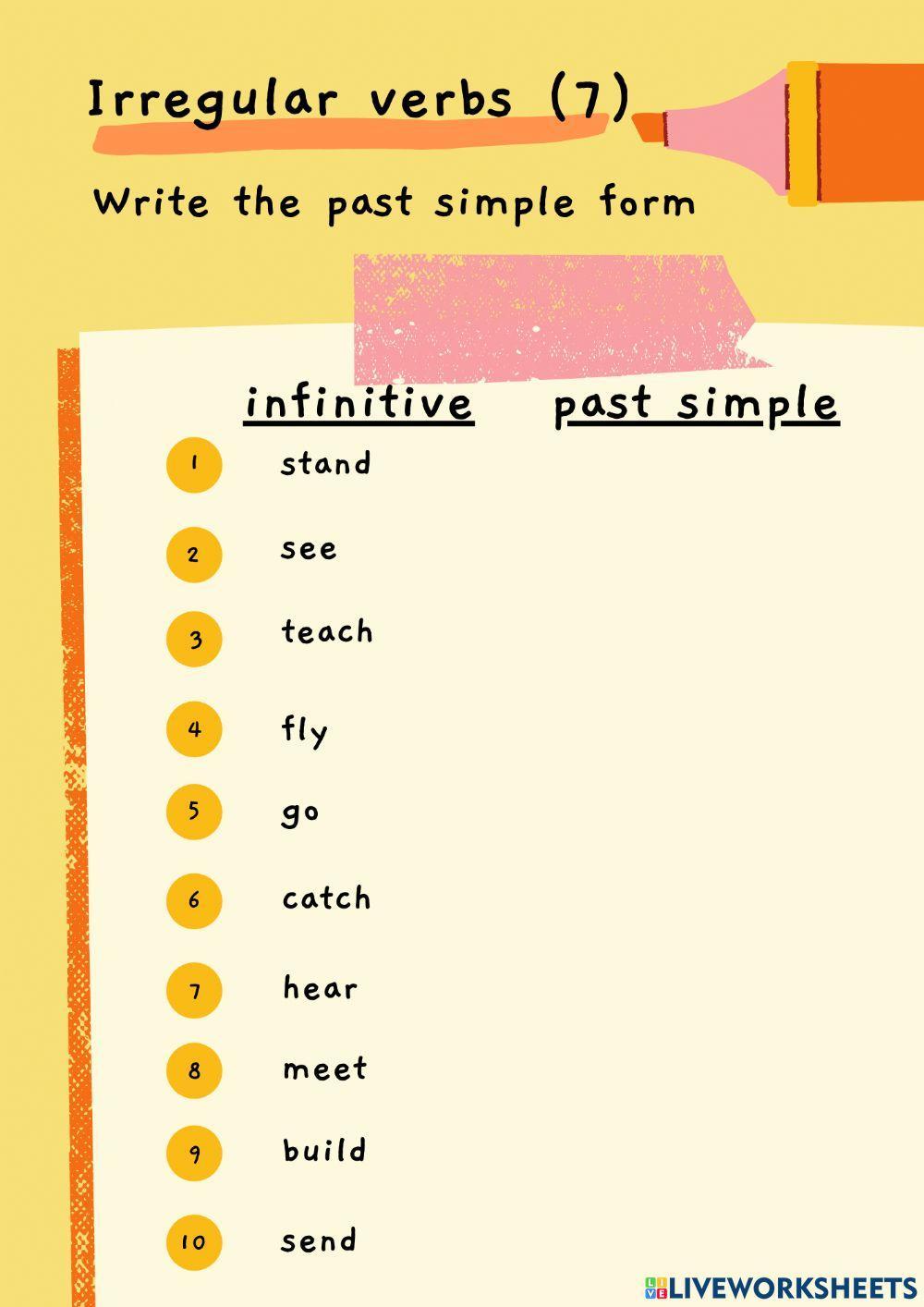 Irregular Verb Past Simple Test (7)