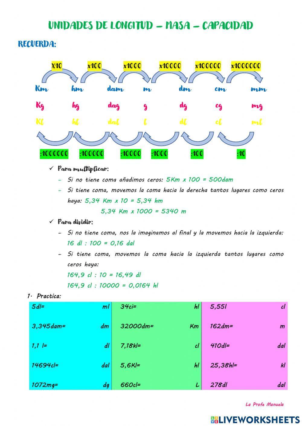 Unidades de medida, longitud y capacidad