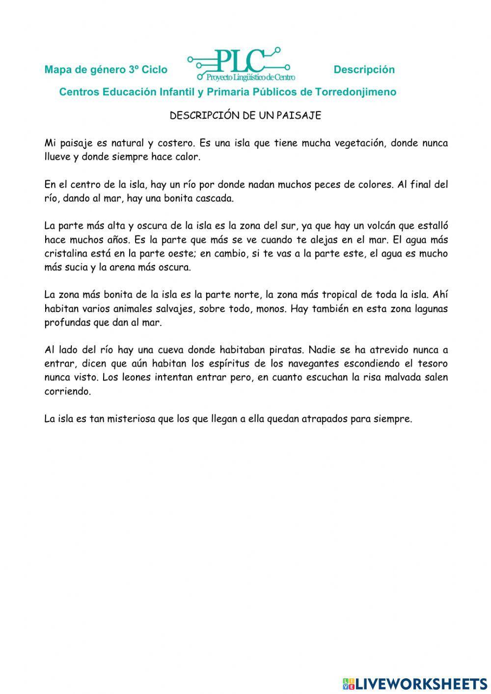 Descripción de un paisaje Descripción de un paisaje