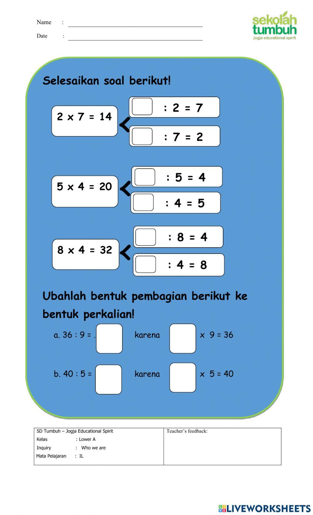 IL-Konsep pembagian sebagai kebalikan perkalian-B