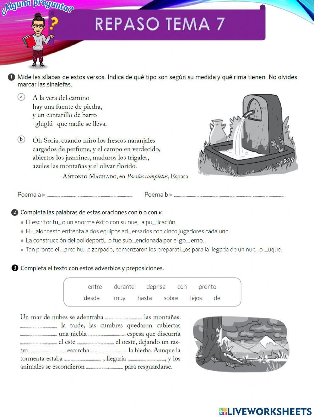 Repaso Lengua Tema 7