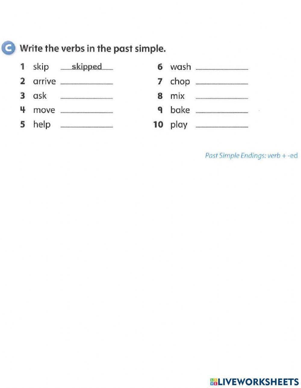 Simple Past Rgular Verbs