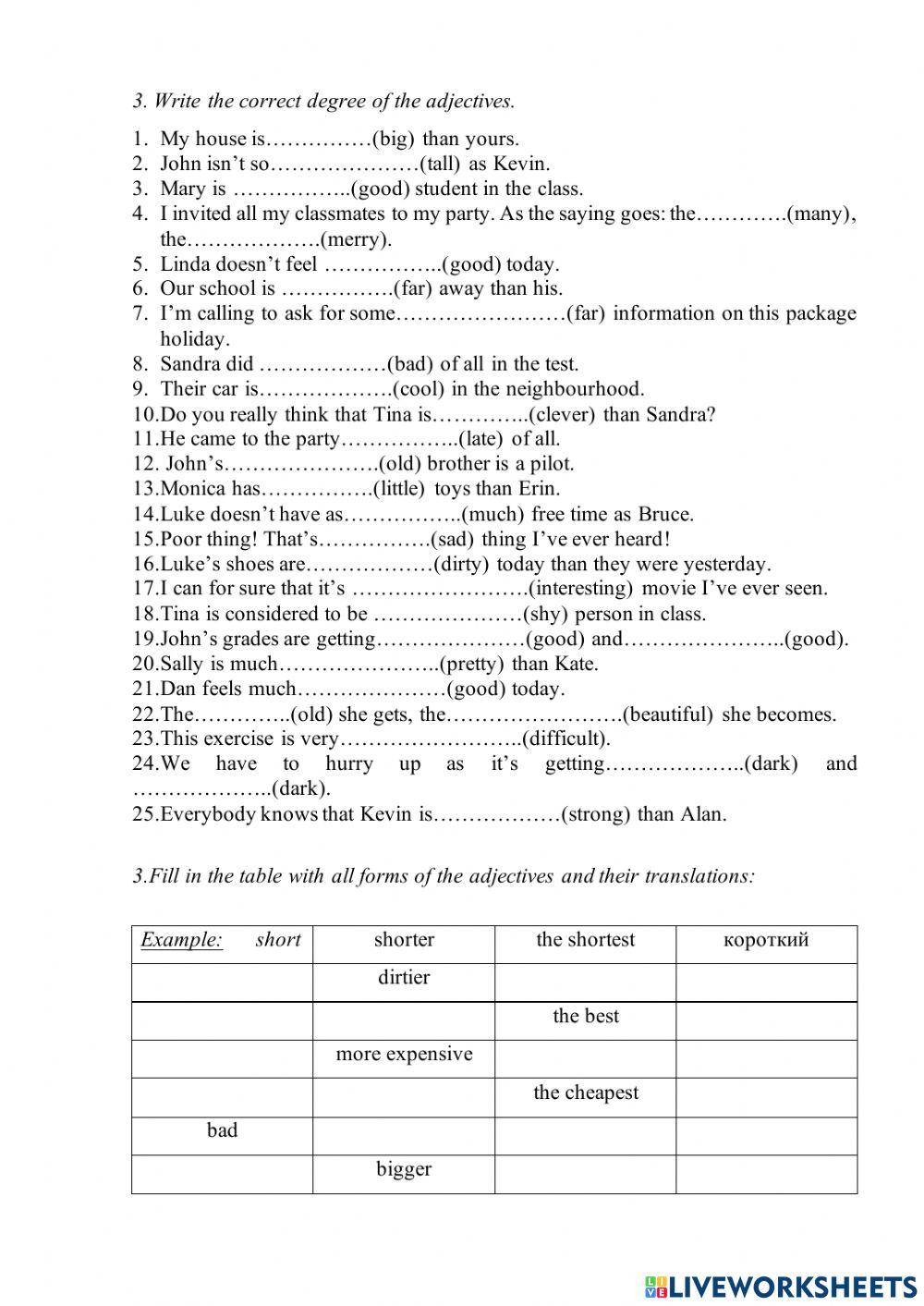 Degrees of comparison