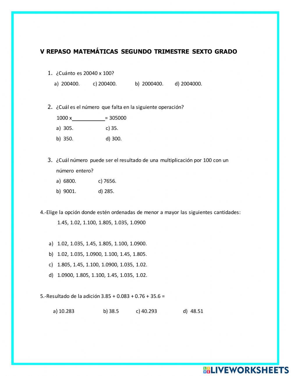 V repaso matematicas