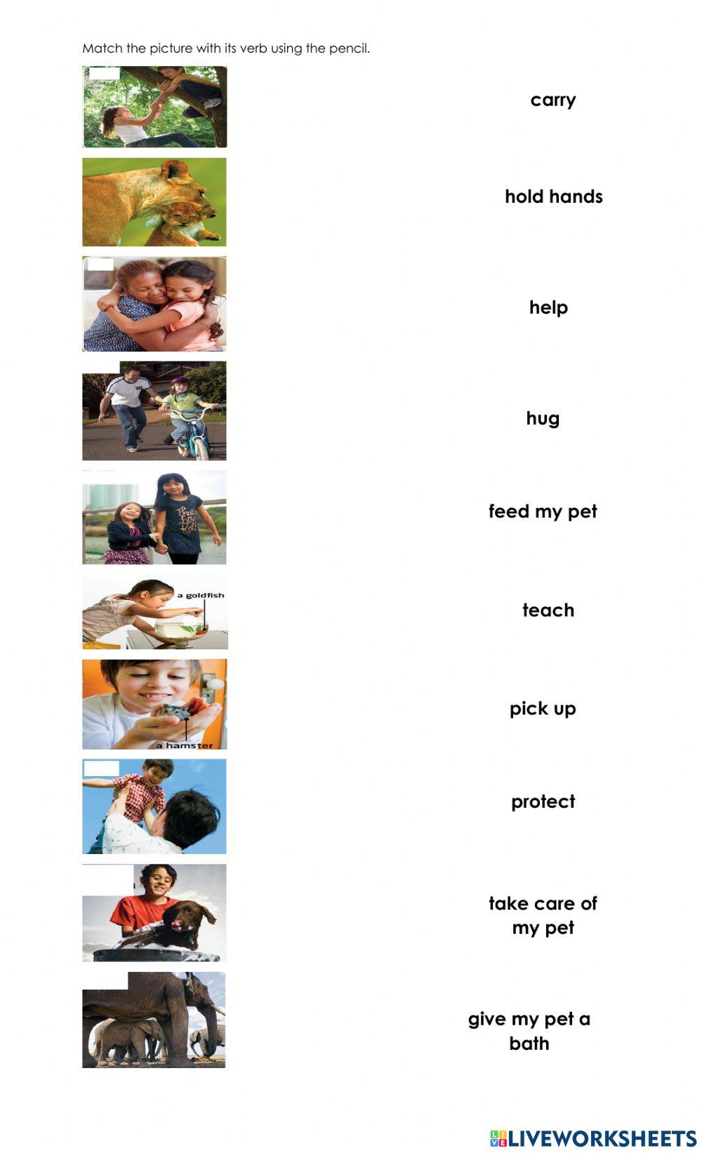 Verbs related to caring for others