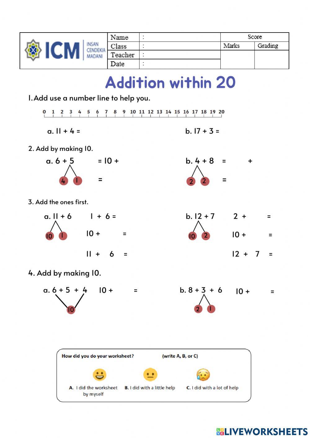 Addition within 20