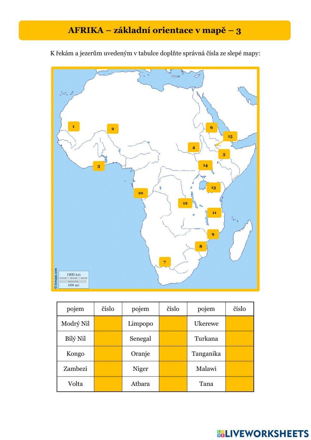 AFRIKA - orientace v mapě 3