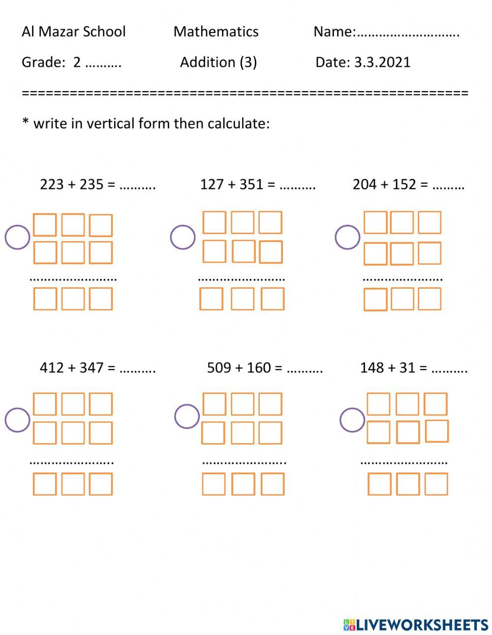 Addition of 3 digits numbers