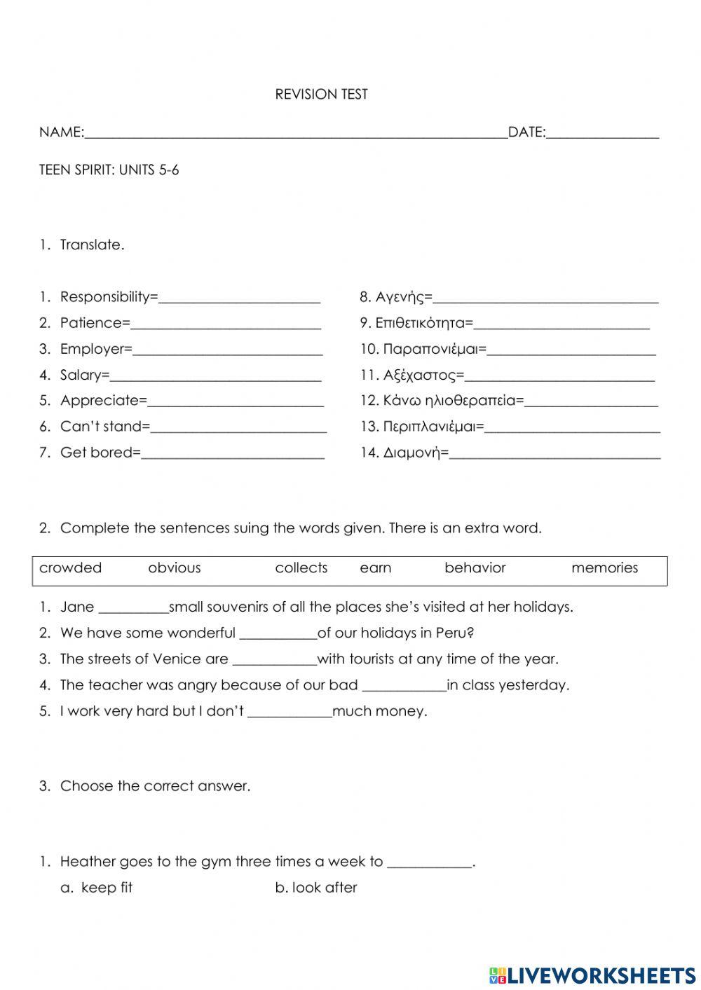 Teen spirit: units 5-6