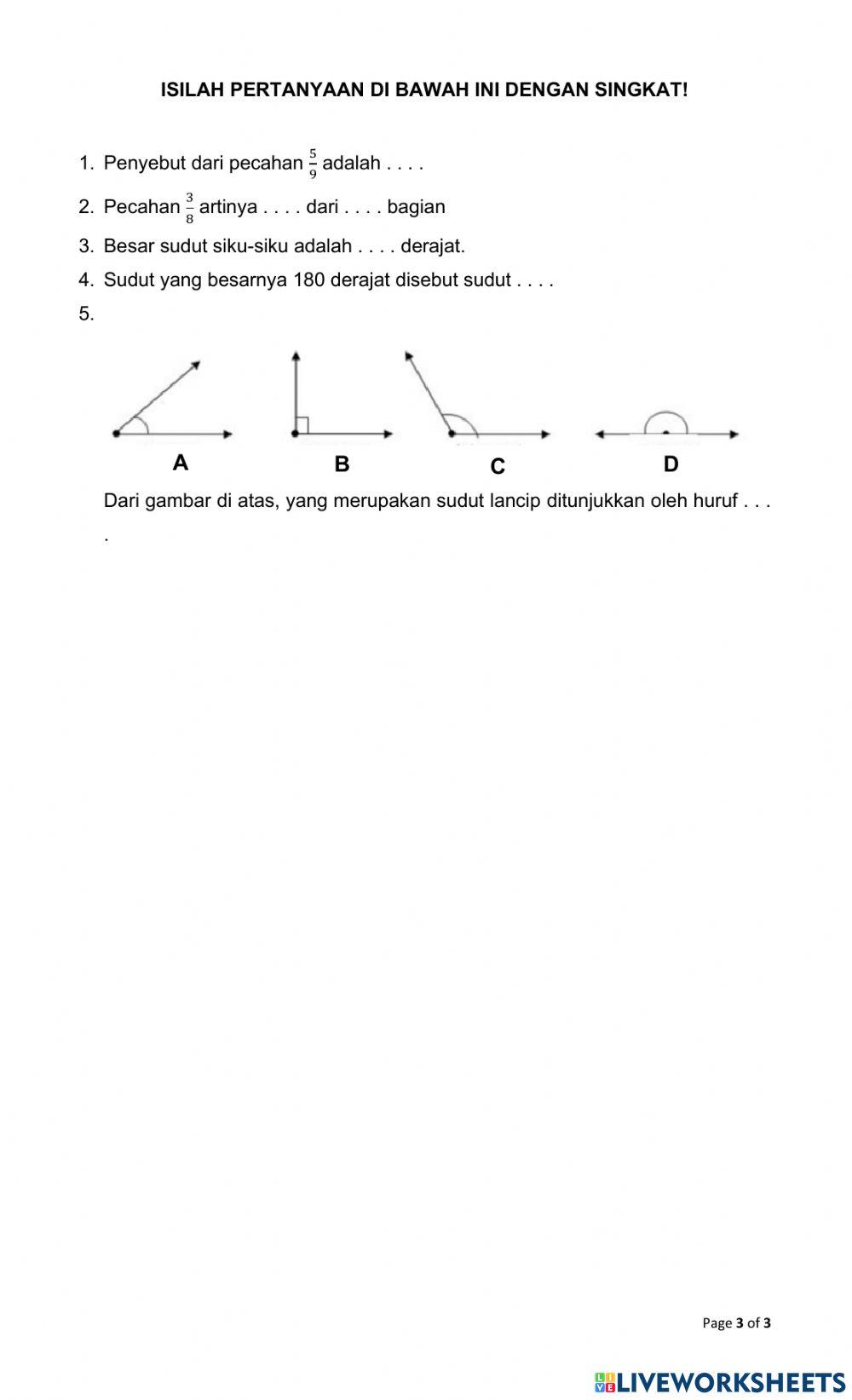 Latihan soal tengah semester kelas 3