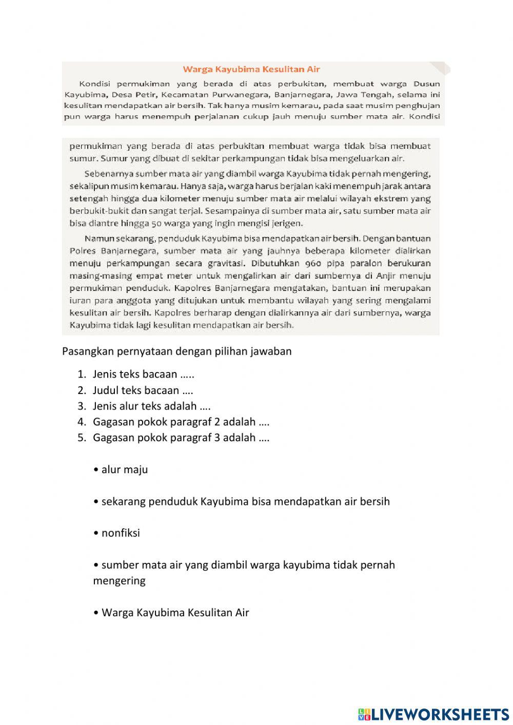 Latihan 1 Bahasa Indonesia Tema H