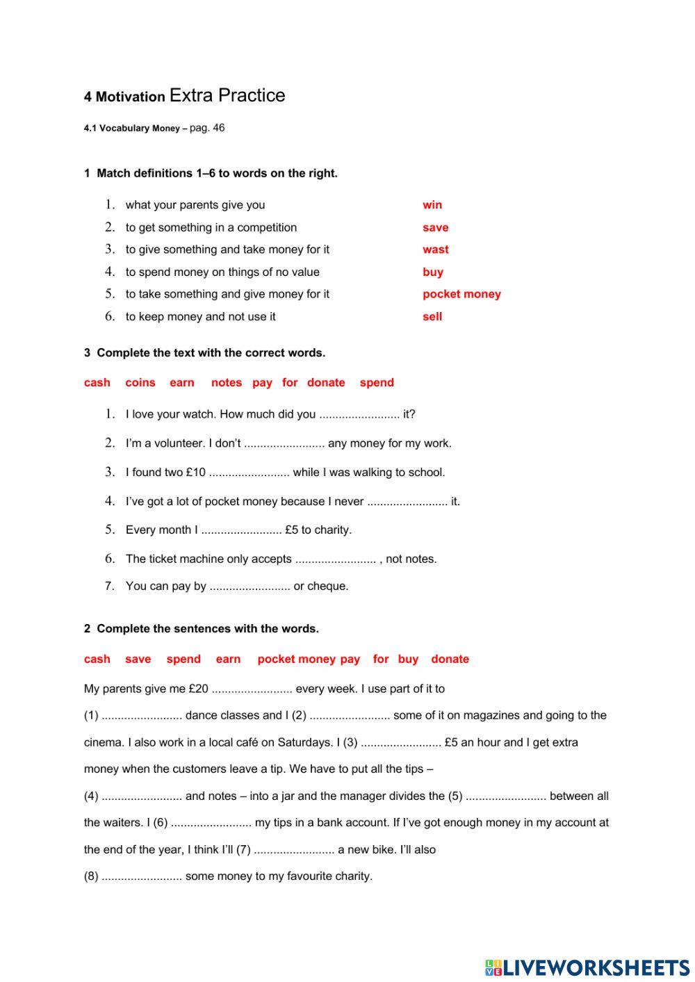 Motivation - extra parctice