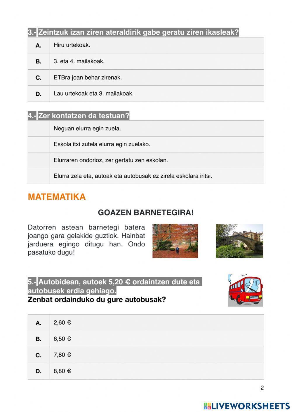 Ebaluazio diagnostikoa - simulazioa