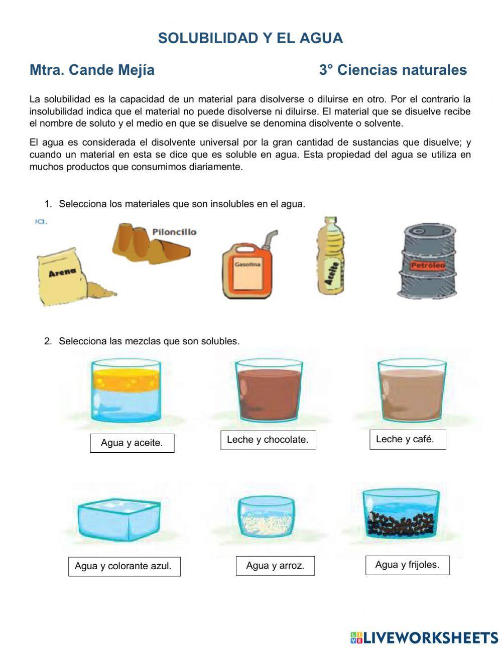 Solubilidad y el agua