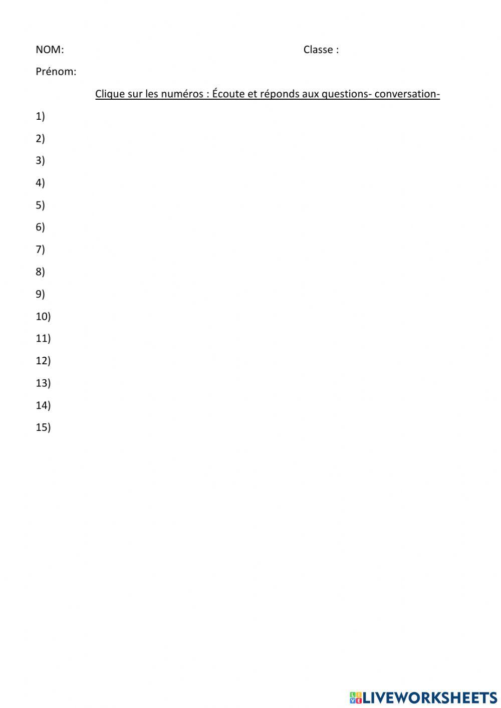 Réponds aux questions- oral-