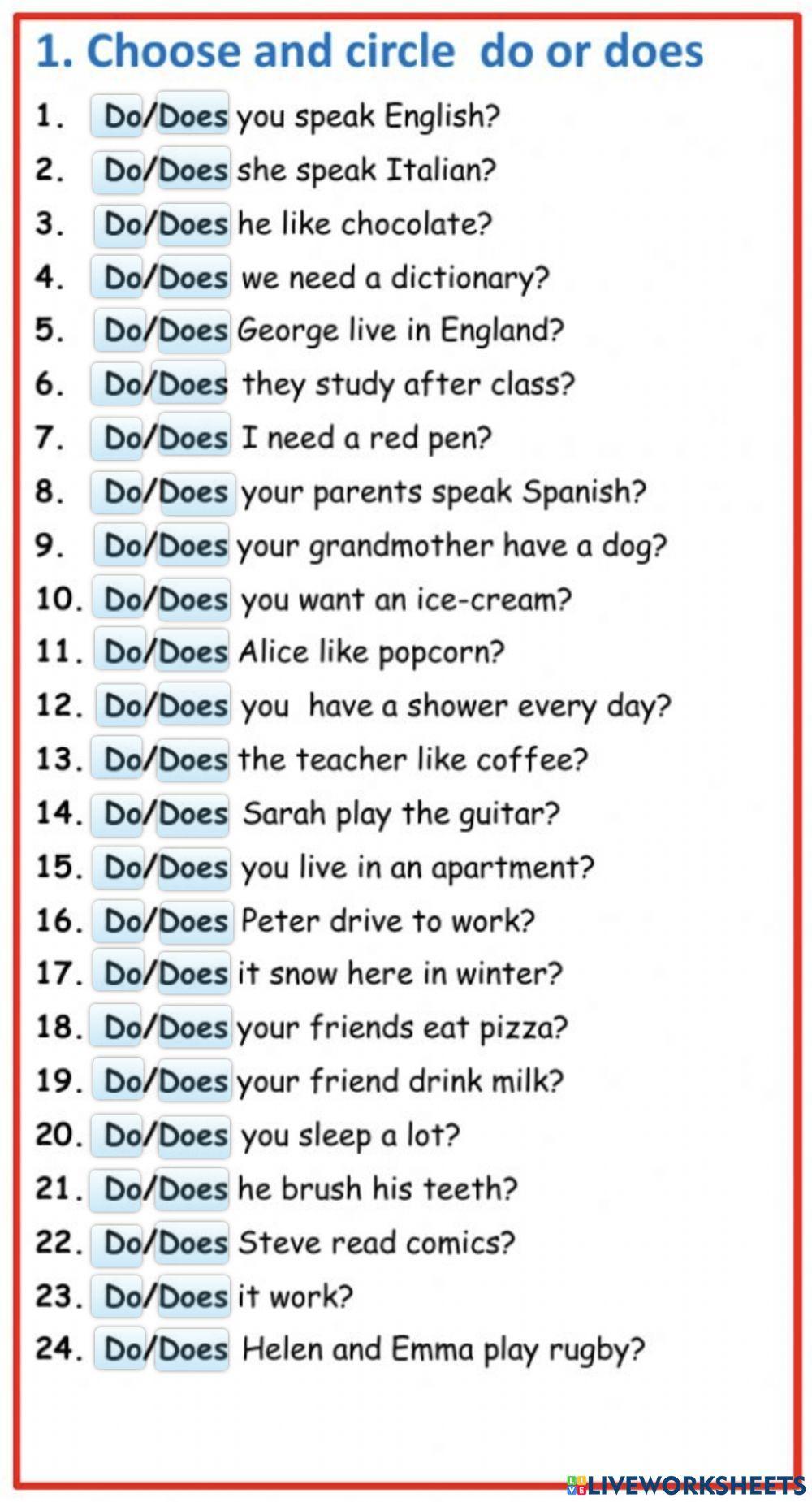 Do, does Do, does