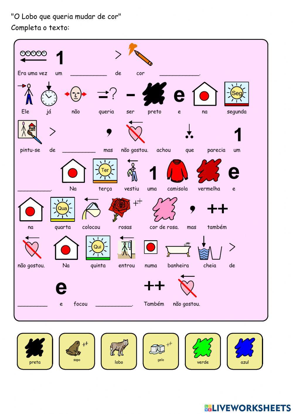 Resumo -O lobo que queria mudar de cor-