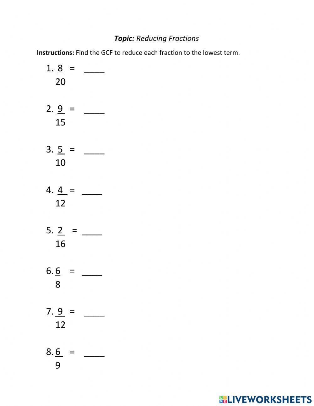 Reducing Fractions