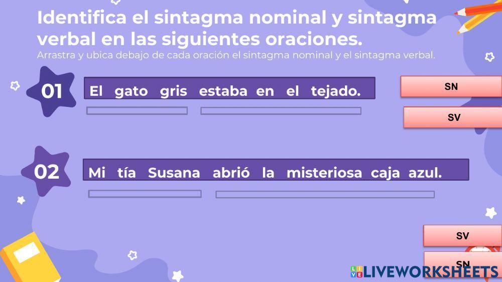 Ficha interactiva -La oración-