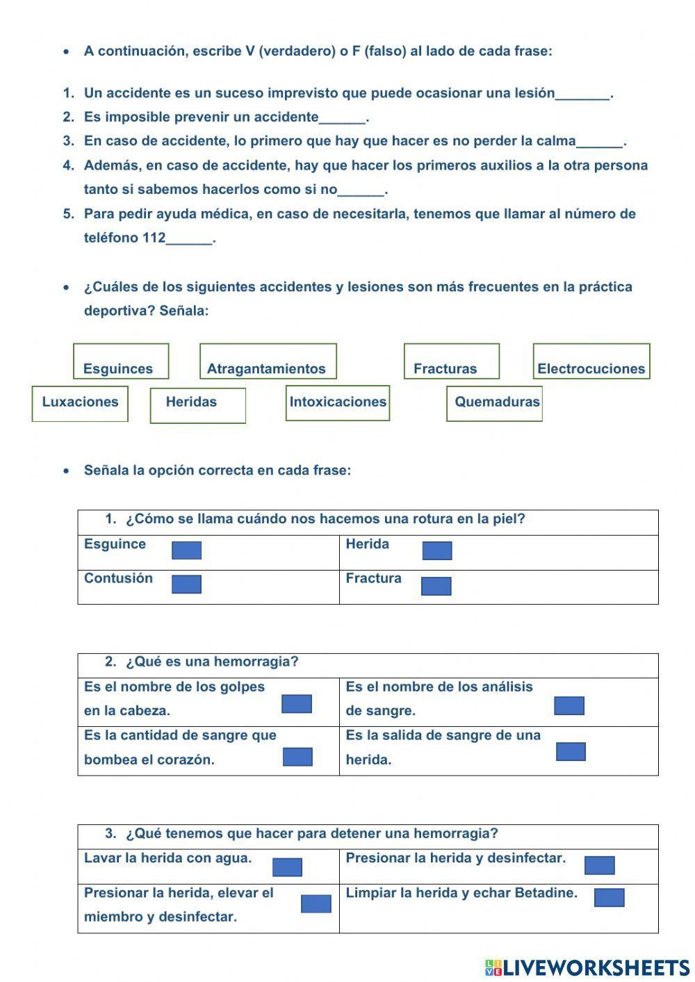 Lesiones y primeros auxilios