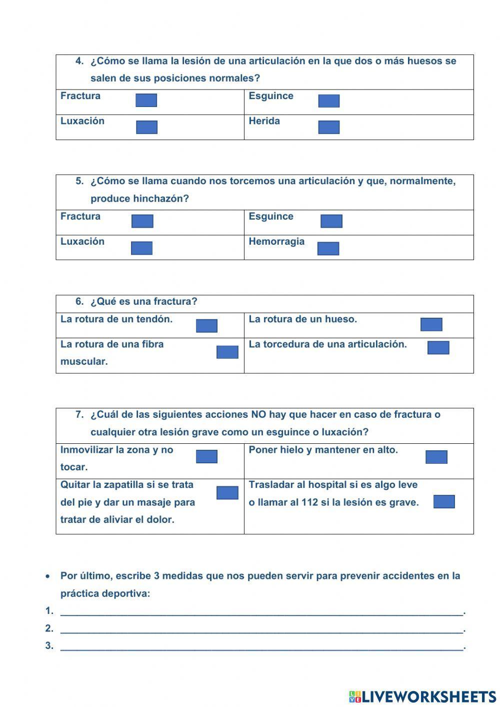 Lesiones y primeros auxilios
