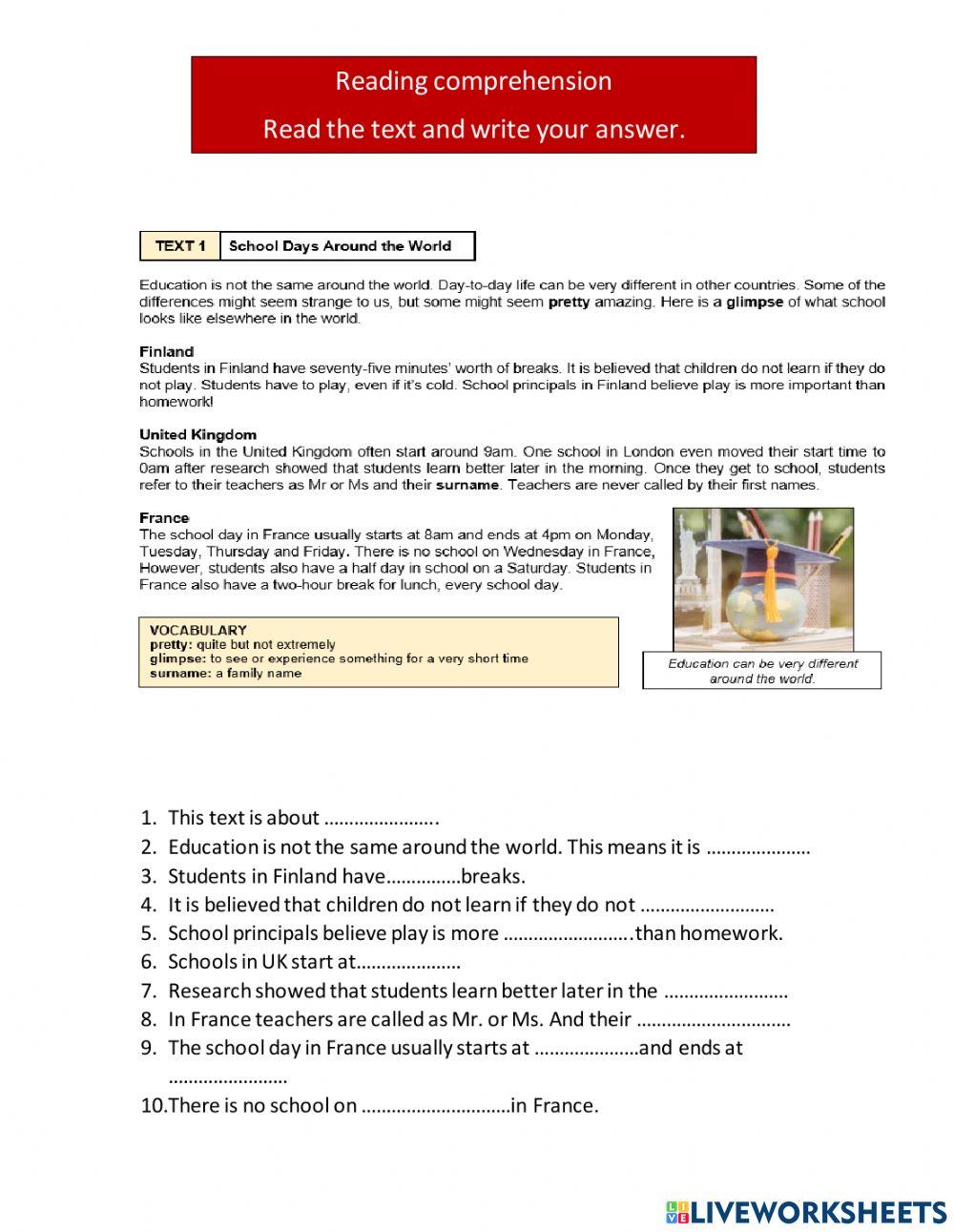 Schools around the world