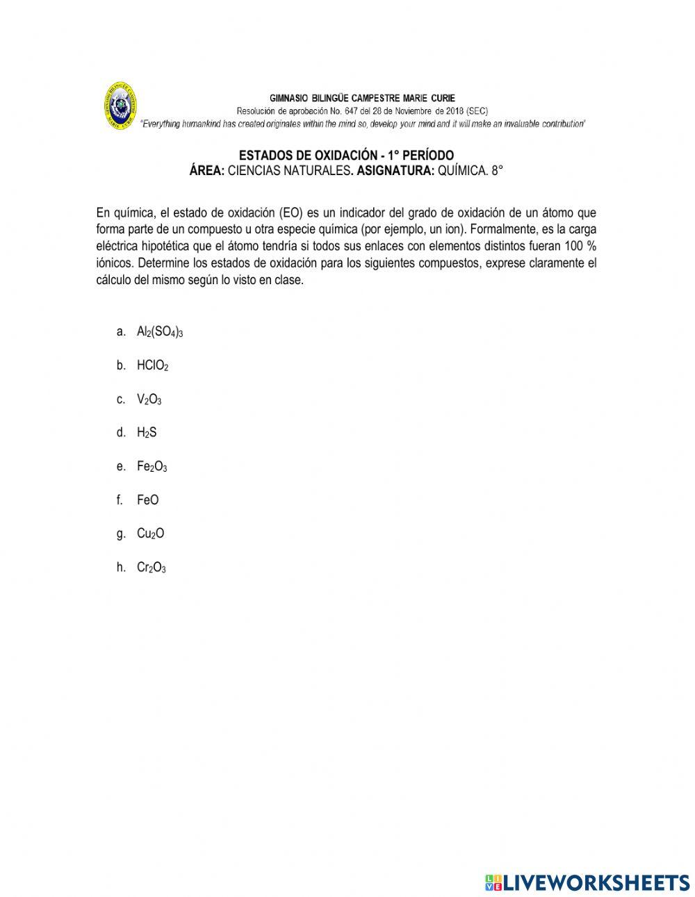 Estados de oxidación