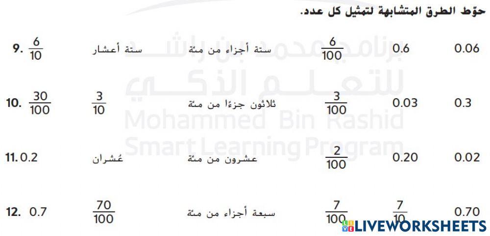 الكسر العشري