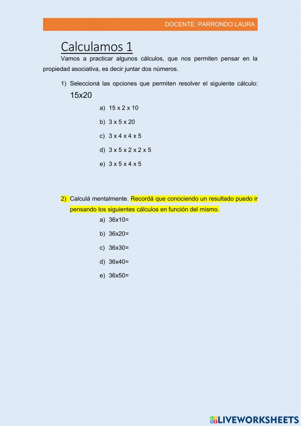 Calculamos. Numeración clase virtual 1