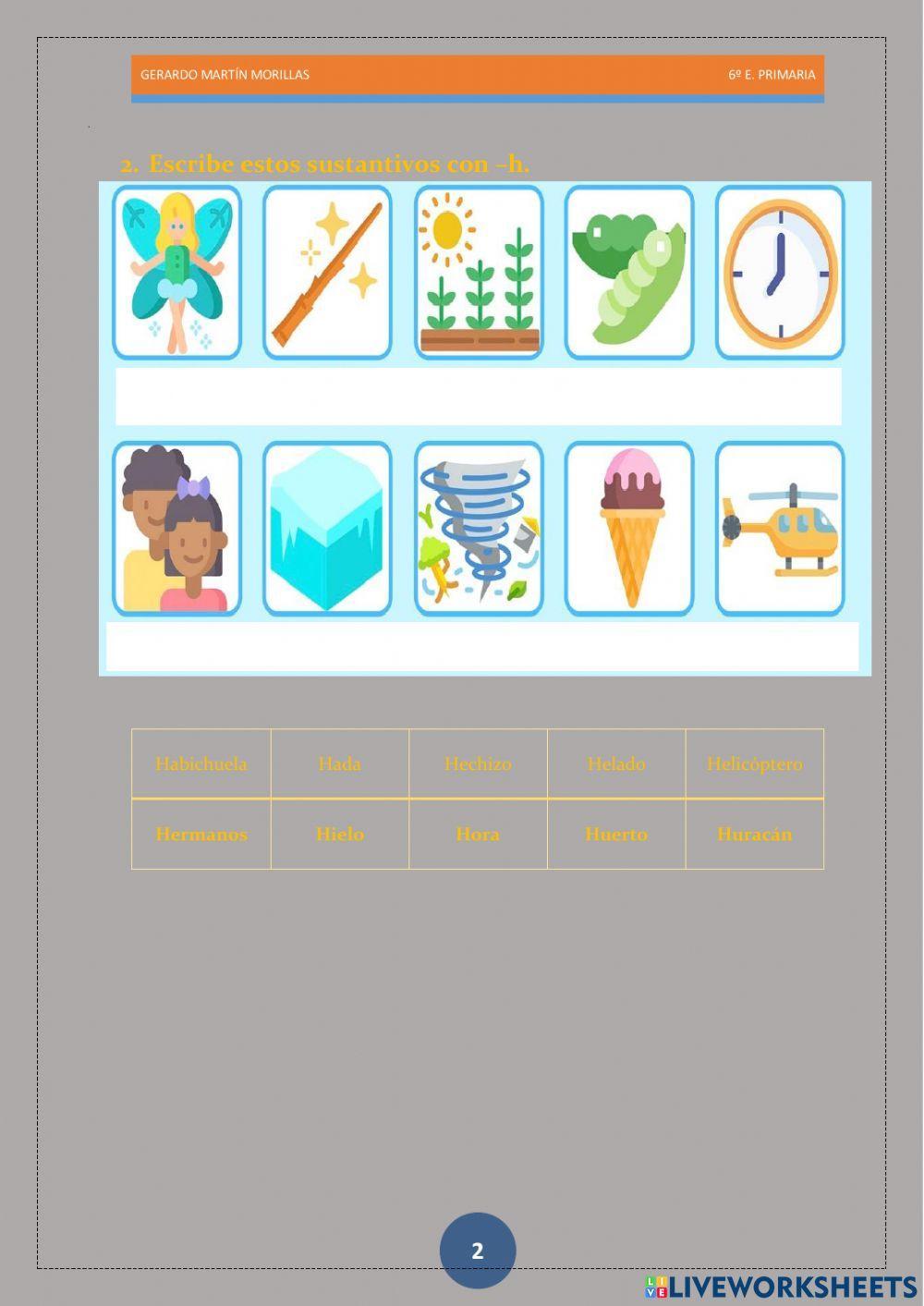 Taller de ortografía. Ficha 10.