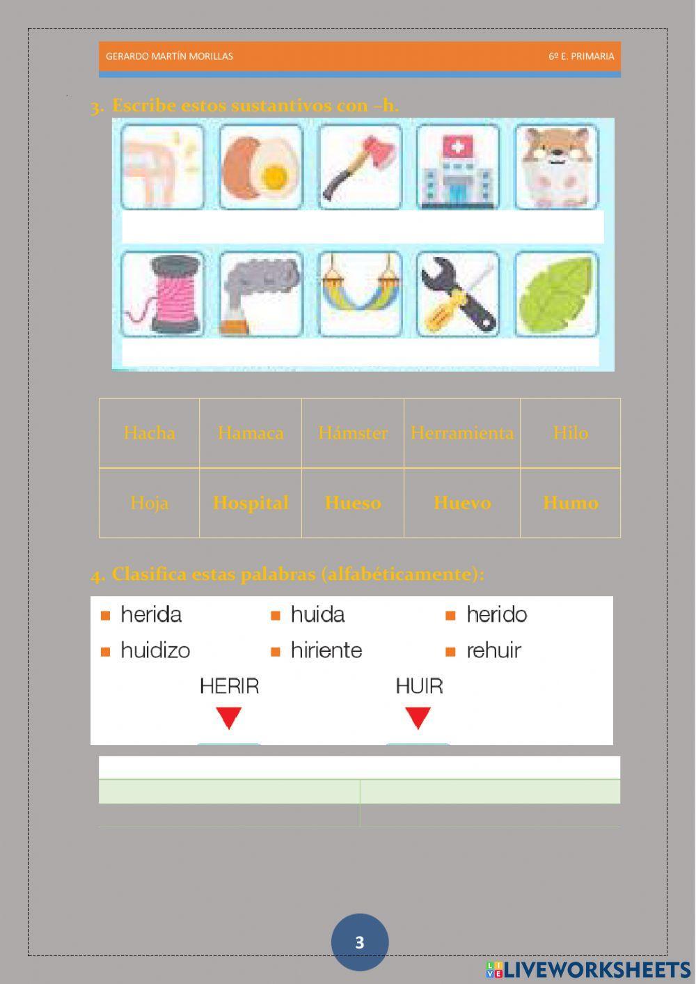 Taller de ortografía. Ficha 10.